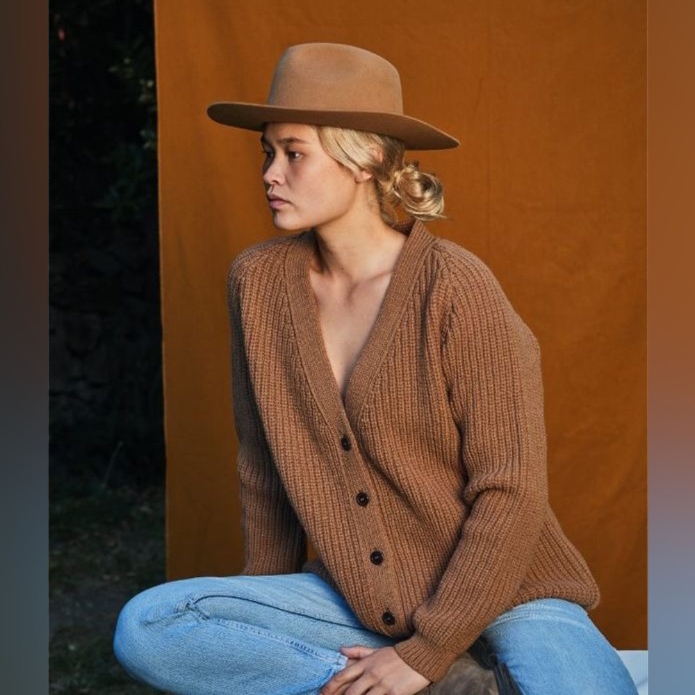 L’envers Claude Wool Cardigan in Brown